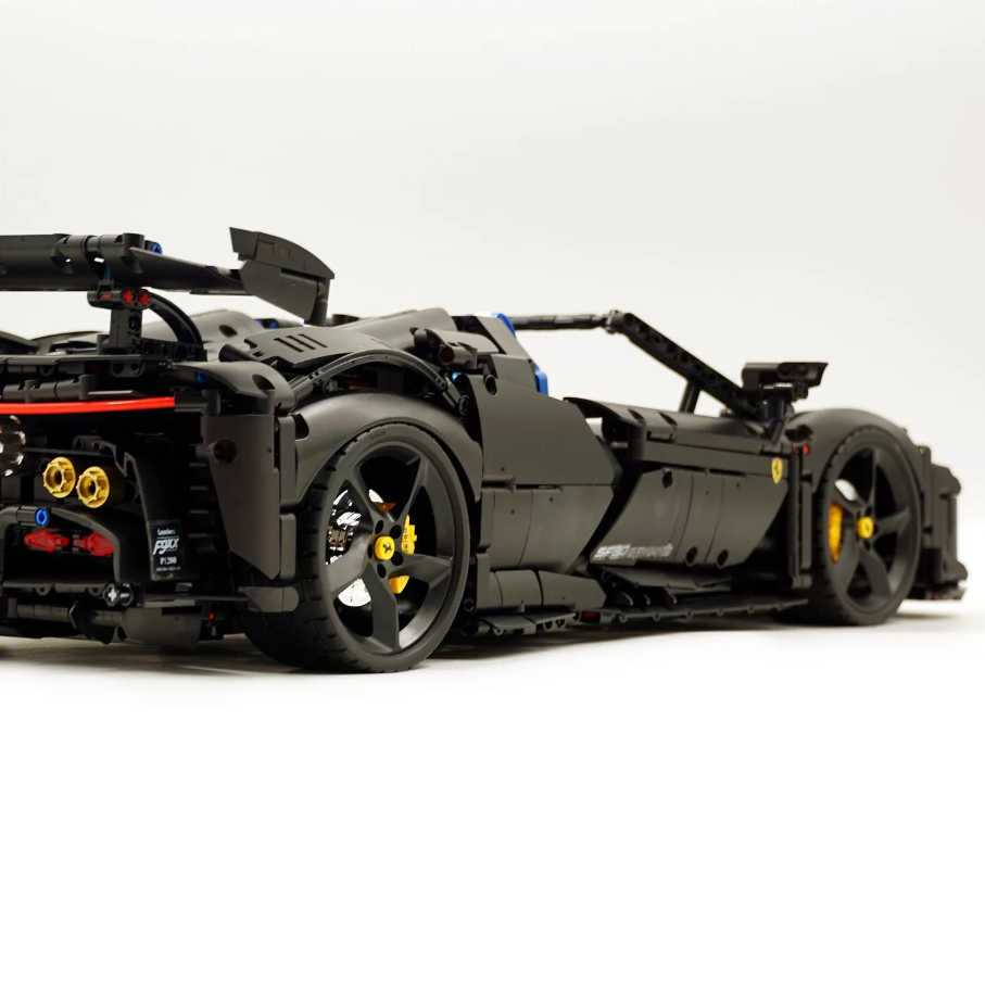 1:8 SF90 building block supercar custom classic matte black paint (3982 pieces)