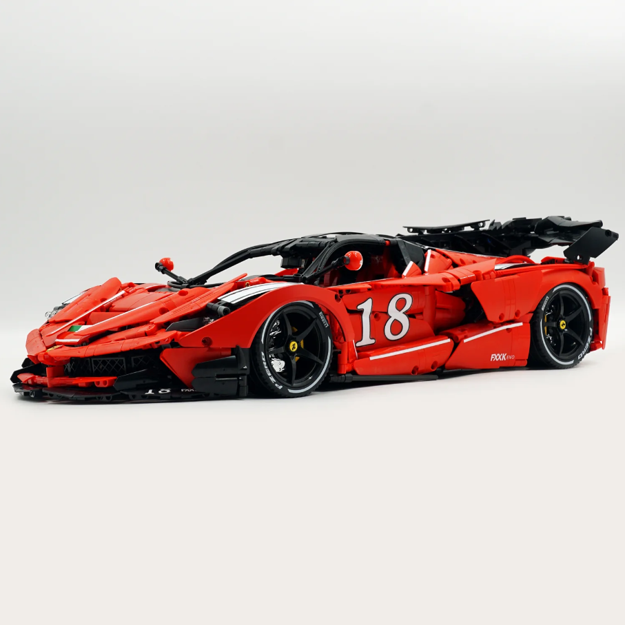 1:8 FXXK EVO custom modification, classic red, oversized rear wing (4739 pieces)