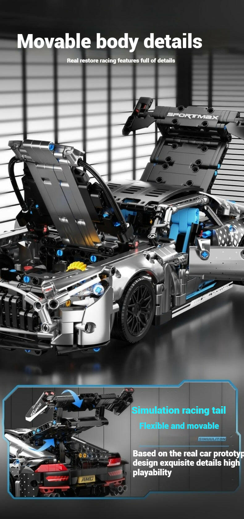 1:14 Super sports car building blocks must-have birthday gift for boys (1310+PCS)