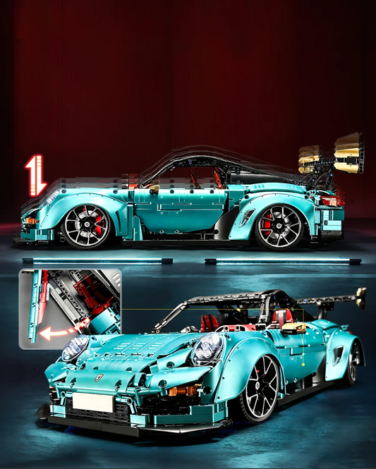 1:8 blue GT2 RS supercar building block model (3389 pieces)