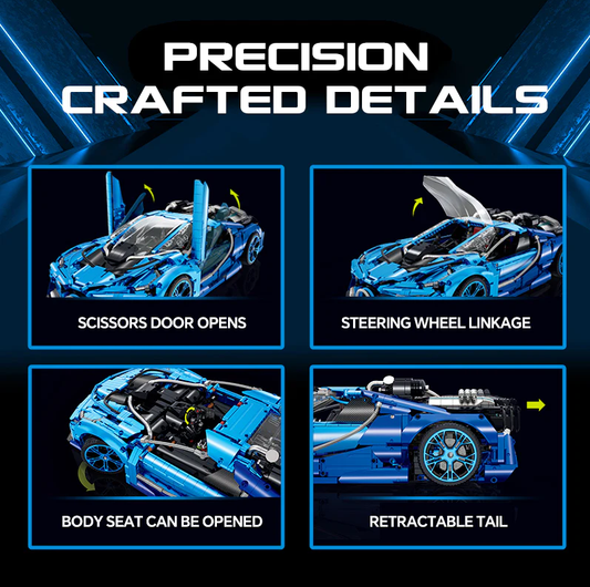1:8 BUG building block supercar set, static version (3868 pieces)