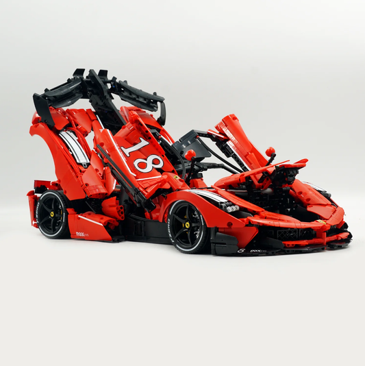 1:8 FXXK EVO custom modification, classic red, oversized rear wing (4739 pieces)