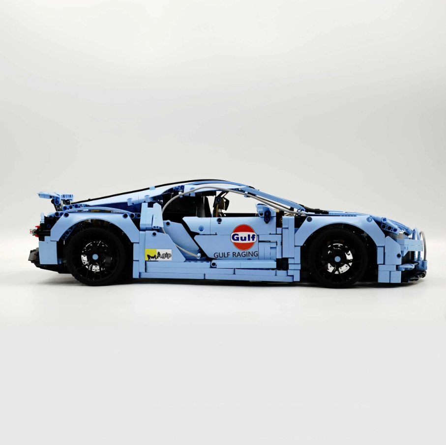 1:8 Chiron, custom modified Gulf Blue Edition building block supercar (4031 pieces)