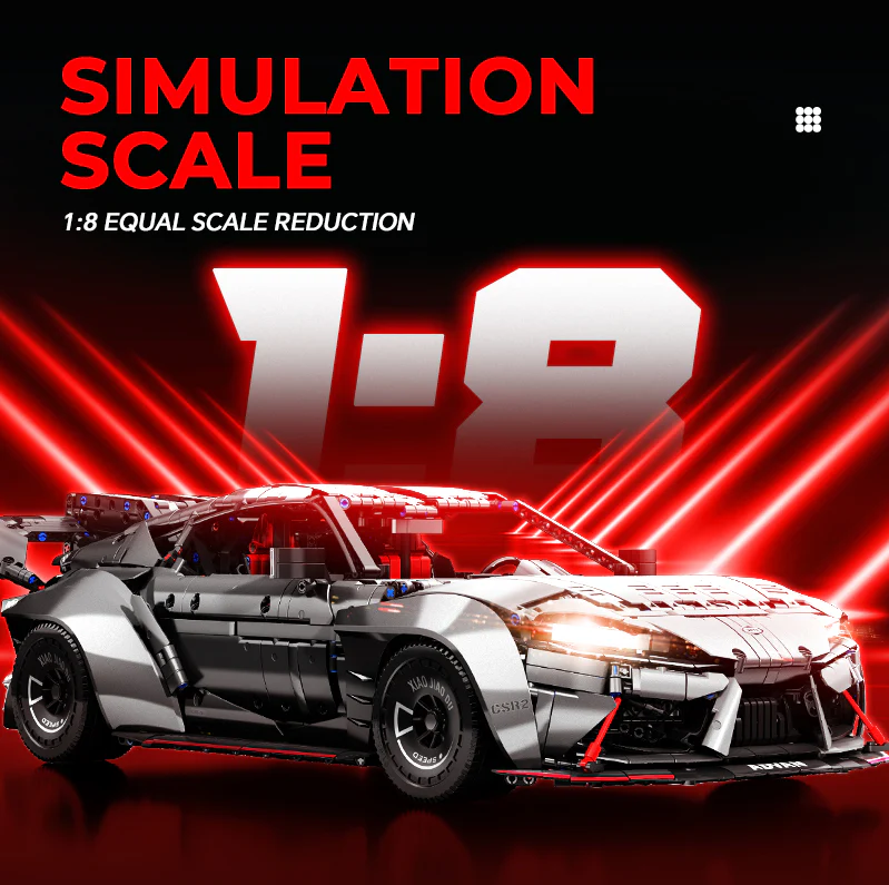 1:8 Supra Building Kit, Static Version of the Brick Supercar (4399 pieces)