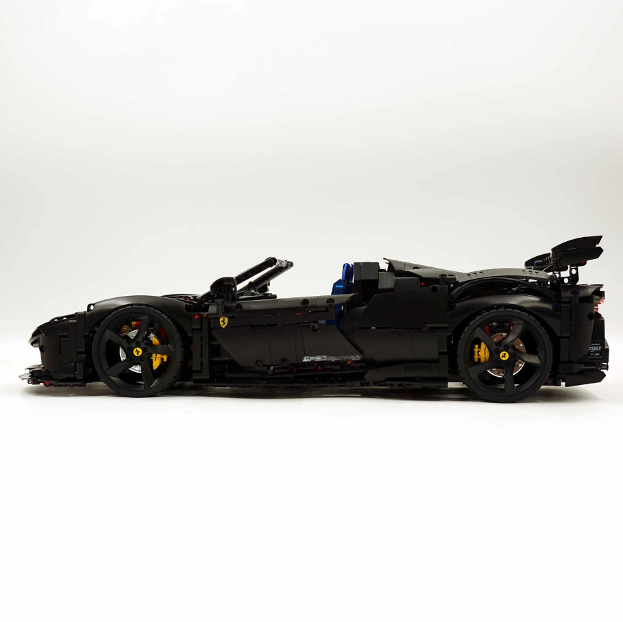 1:8 SF90 building block supercar custom classic matte black paint (3982 pieces)