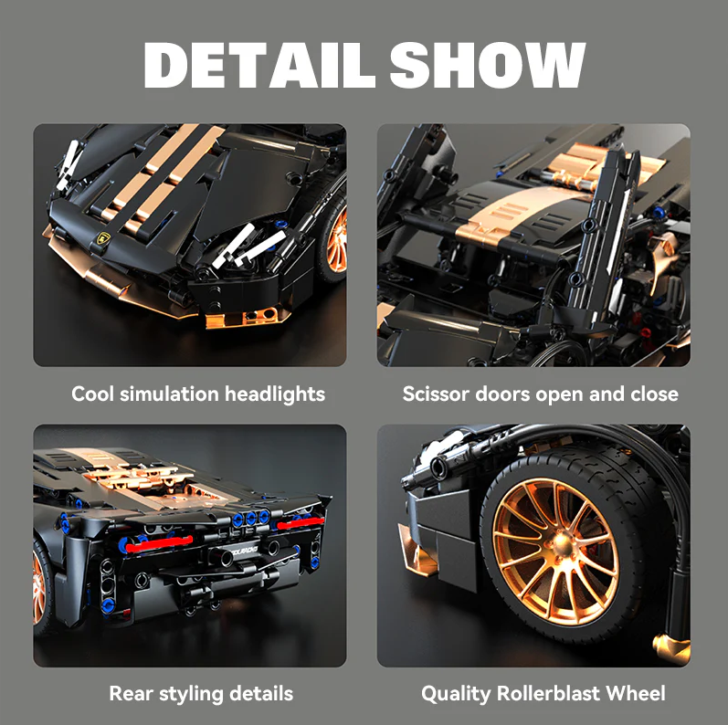 1:14 Lambo P1 sports car building set, boys, men, and teenagers collectible model (1309 pieces)