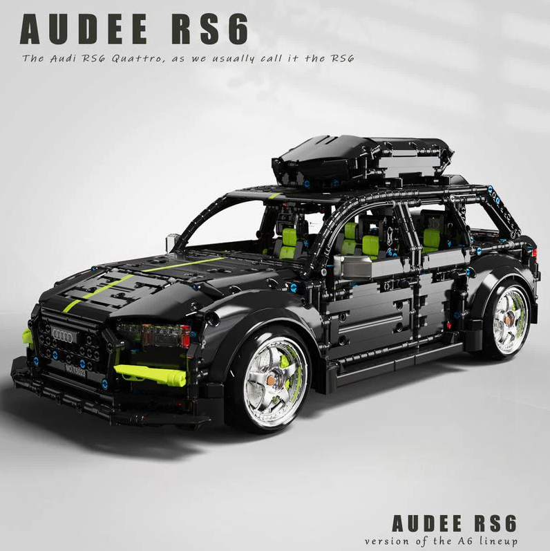 1:10 RS6 Black Warrior Set, High Detail Restoration, Travel SUV, Removable Roof Storage Box (2896 pieces