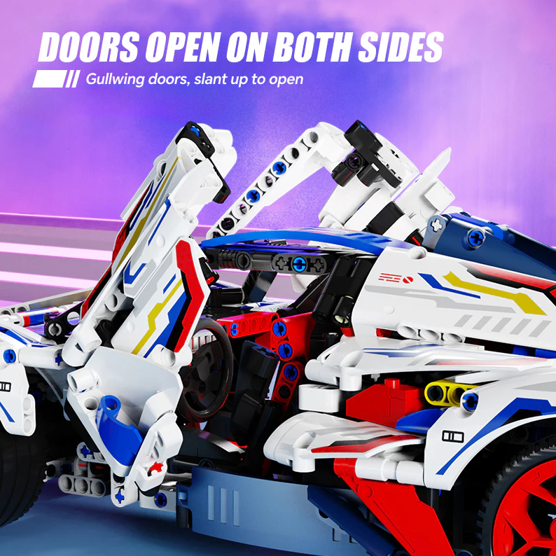1:10 Apollo EVO supercar building kit, remote control drift, electric rear wing, 2088 pieces