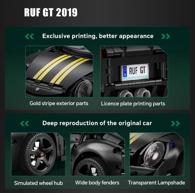 1:10 RUF GT, highly detailed and restored, a must-have for RUF fans (1165 pieces)