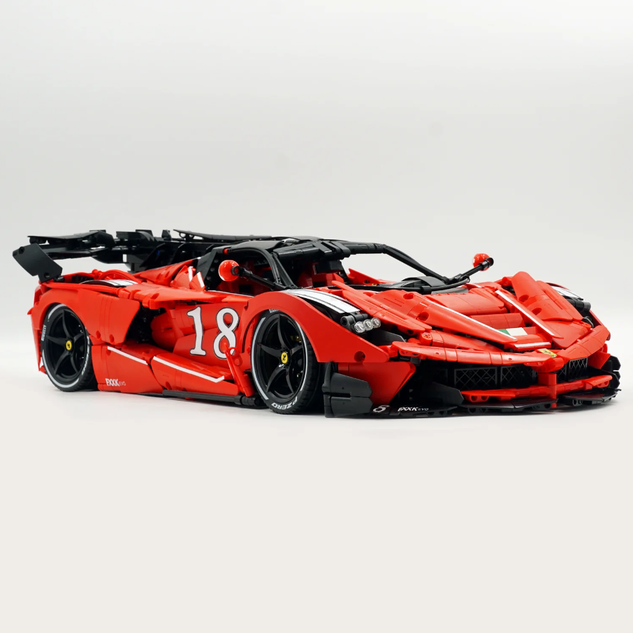 1:8 FXXK EVO custom modification, classic red, oversized rear wing (4739 pieces)