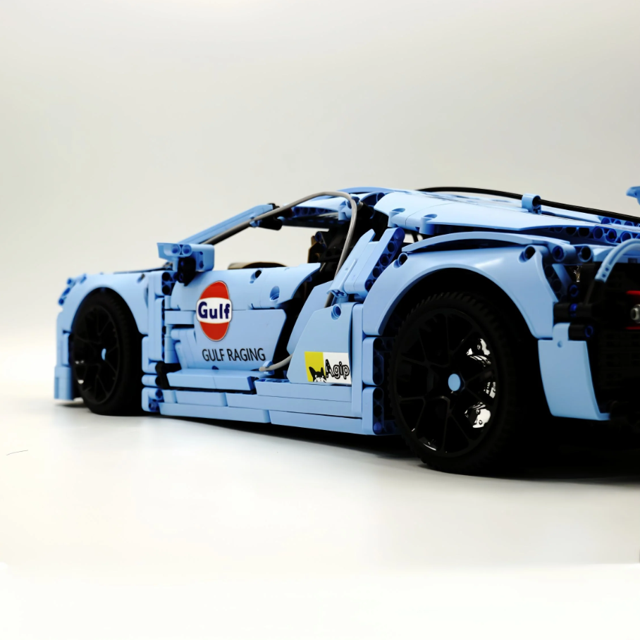 1:8 Chiron, custom modified Gulf Blue Edition building block supercar (4031 pieces)