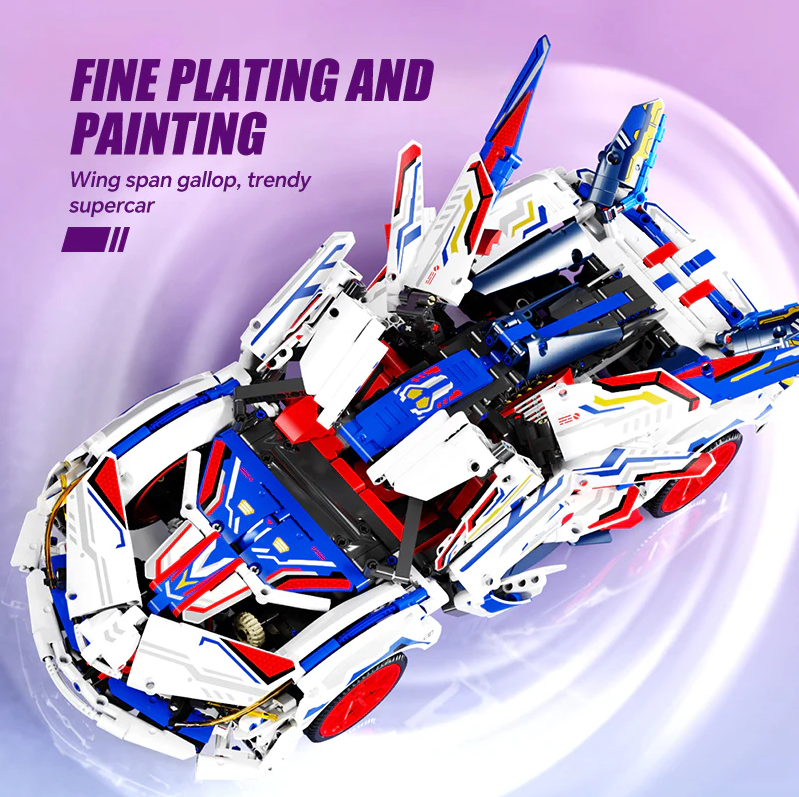 1:10 Apollo EVO supercar building kit, remote control drift, electric rear wing, 2088 pieces