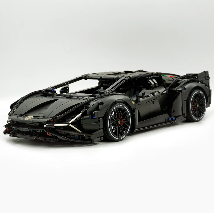 1:8 Lamborghini Sian Black Special Edition Building Block Supercar (3696 PCS)