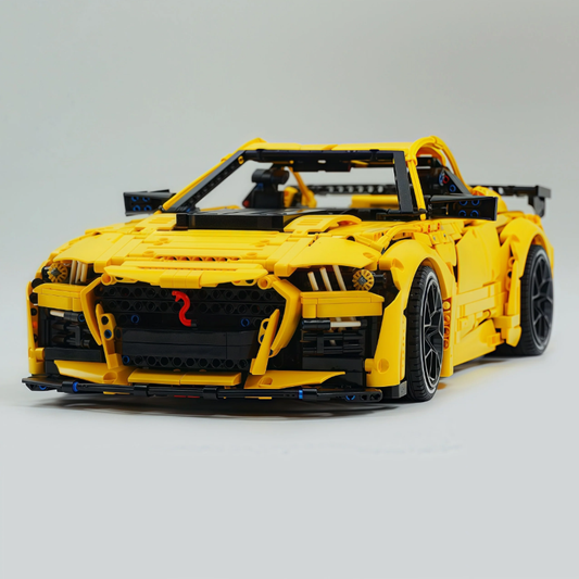 1:8 Shelby GT500, yellow custom brick supercar (3400 PCS)