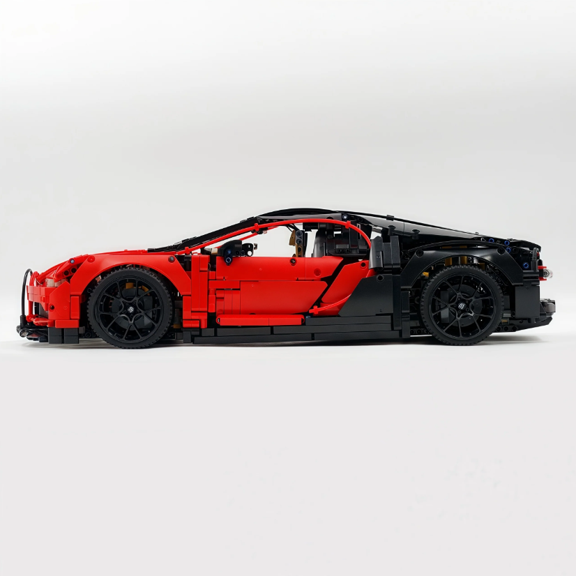 1:8 Chiron, custom modified building block supercar, yellow/red/blue/gray (4031 PCS)