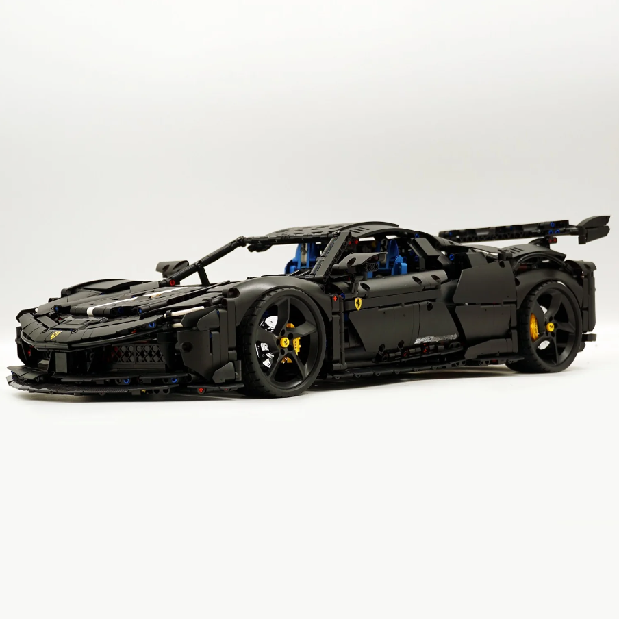 1:8 SF90 building block supercar custom classic matte black paint (3982 pieces)