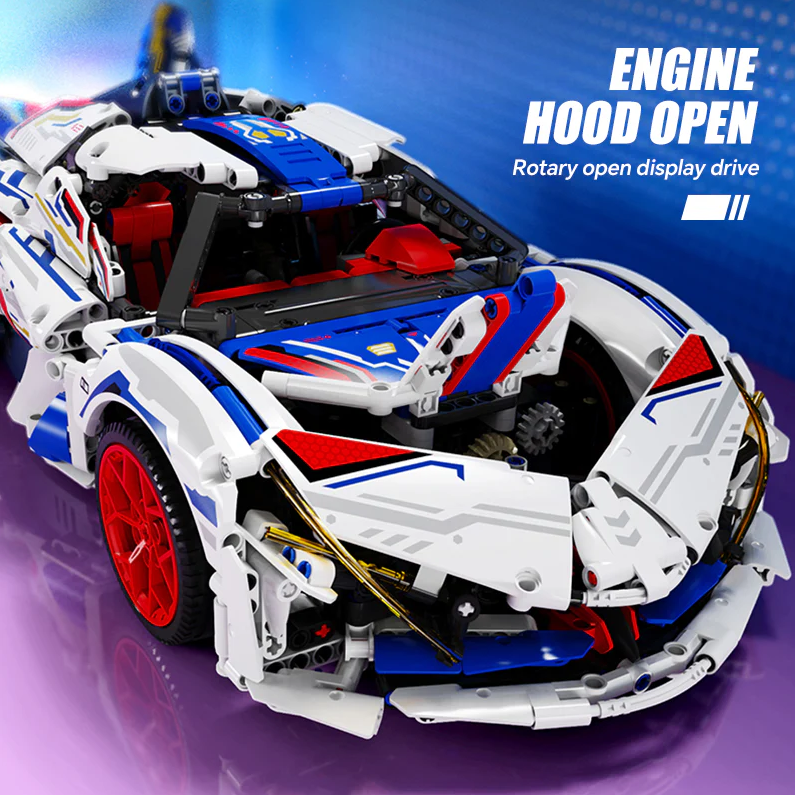 1:10 Apollo EVO supercar building kit, remote control drift, electric rear wing, 2088 pieces