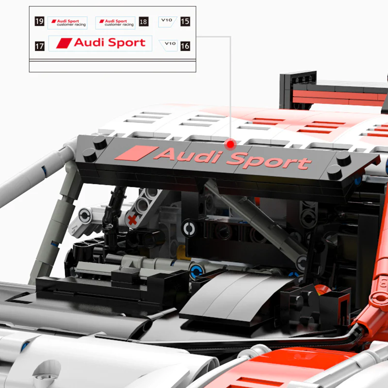 Audi R8 LMS GT3-1:8 Building Block Supercar (3300+ pieces)