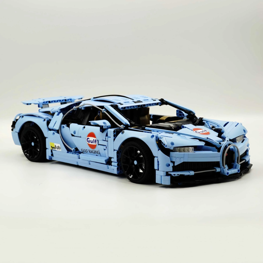 1:8 Chiron, custom modified Gulf Blue Edition building block supercar (4031 pieces)