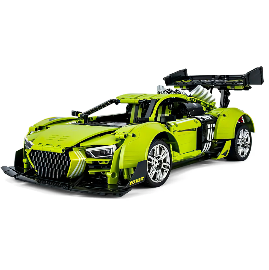 R8 Green Beast, a large rear wing building block supercar (2641 pieces)