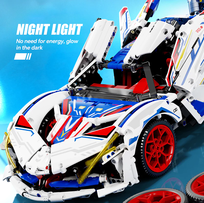 1:10 Apollo EVO supercar building kit, remote control drift, electric rear wing, 2088 pieces