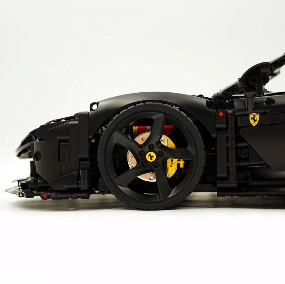 1:8 SF90 building block supercar custom classic matte black paint (3982 pieces)