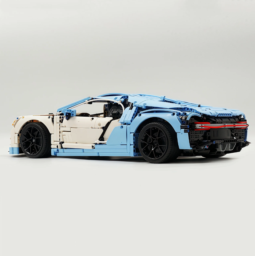 1:8 Chiron, custom modified building block supercar, yellow/red/blue/gray (4031 PCS)