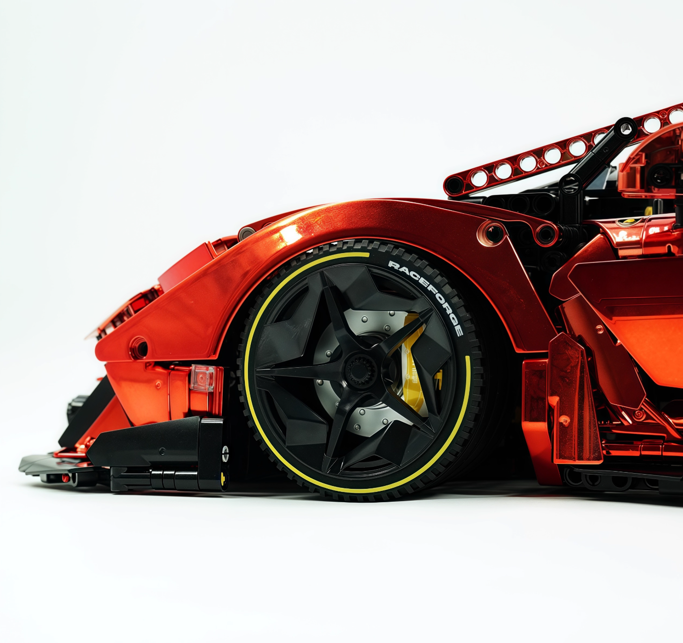 1:8 Lambo Auténtica, building block supercar, painted pearl blue/red, static version (3392 pieces)