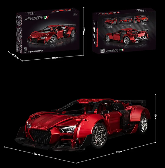 Building Block Supercar R8 Red Beast, Big Rear Wing (2641 pieces)