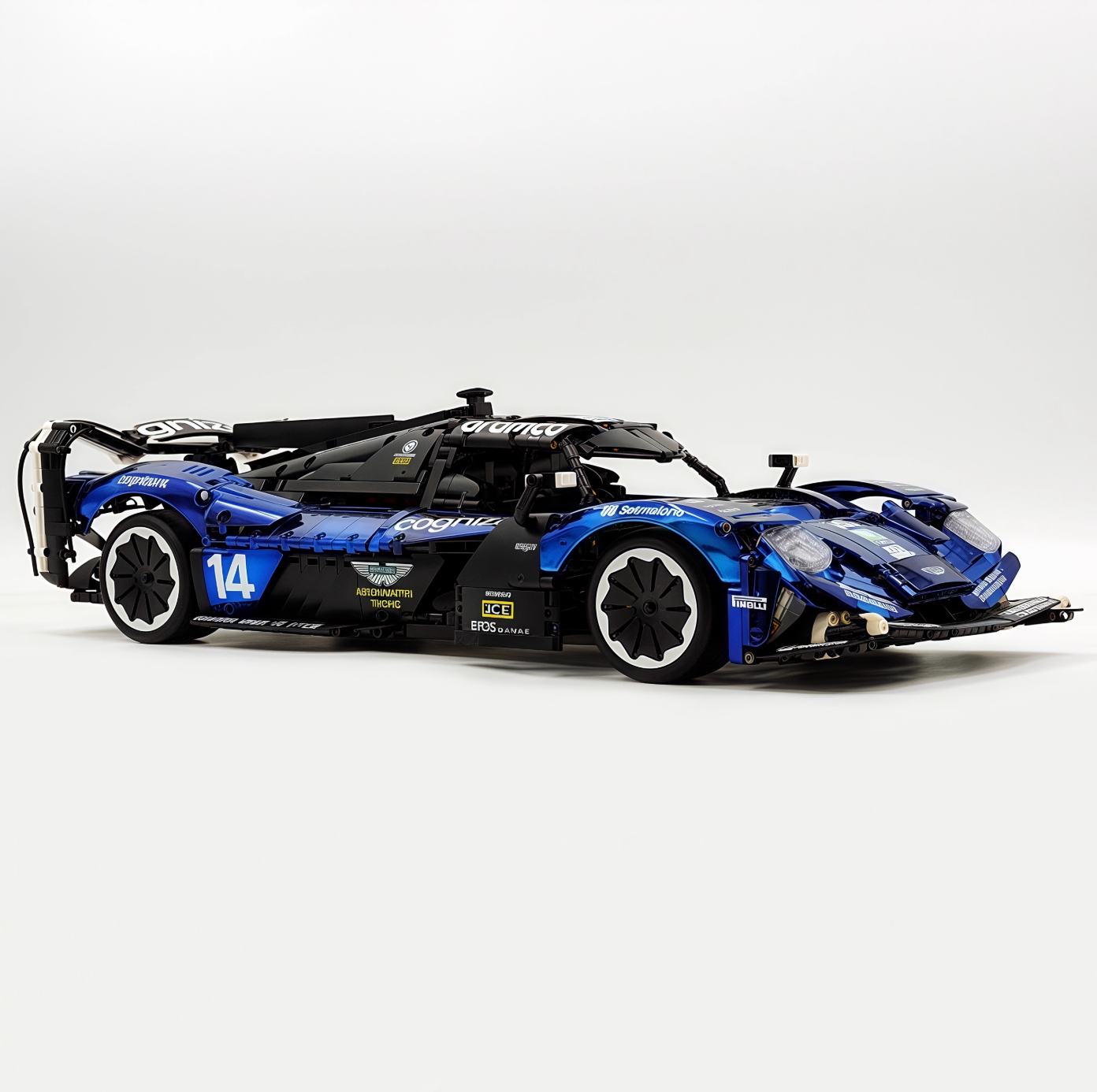 1:8 Martin Valkyrie building block supercar, custom dark blue electroplating version (3869 pieces)