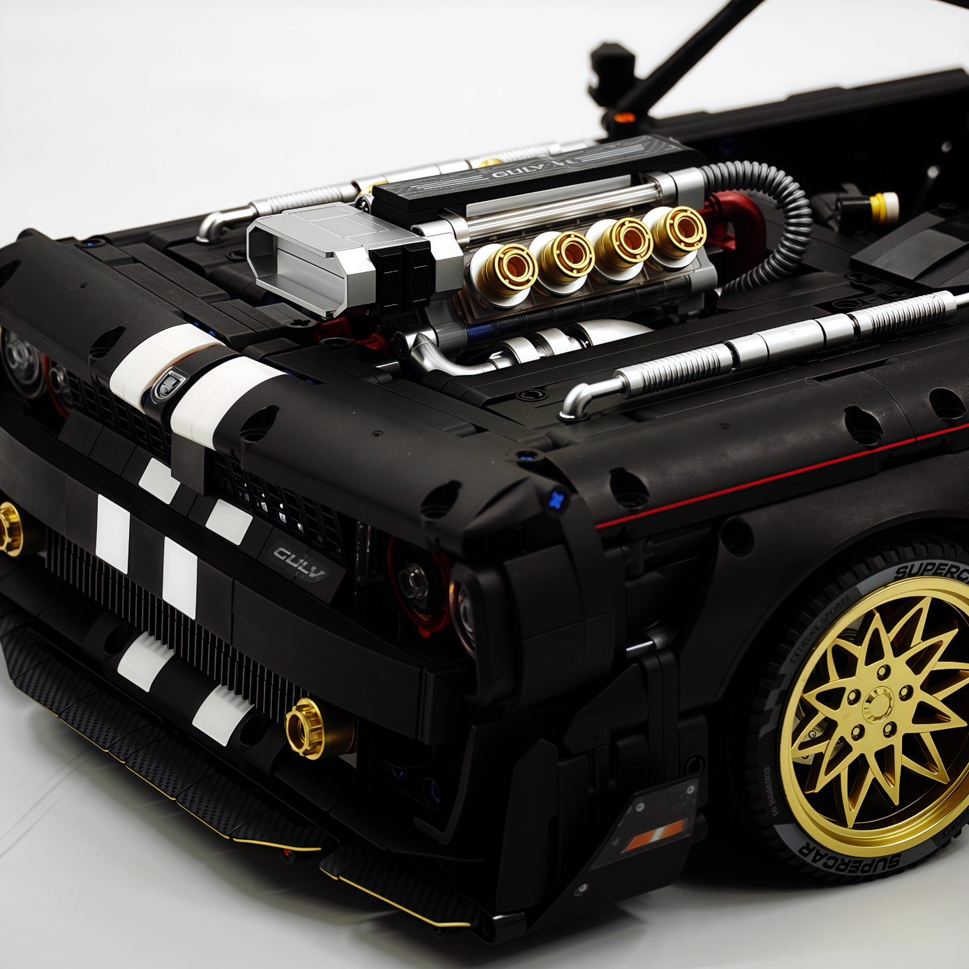 1:8 Challenger building block supercar black/green/purple/red (3751 pieces)