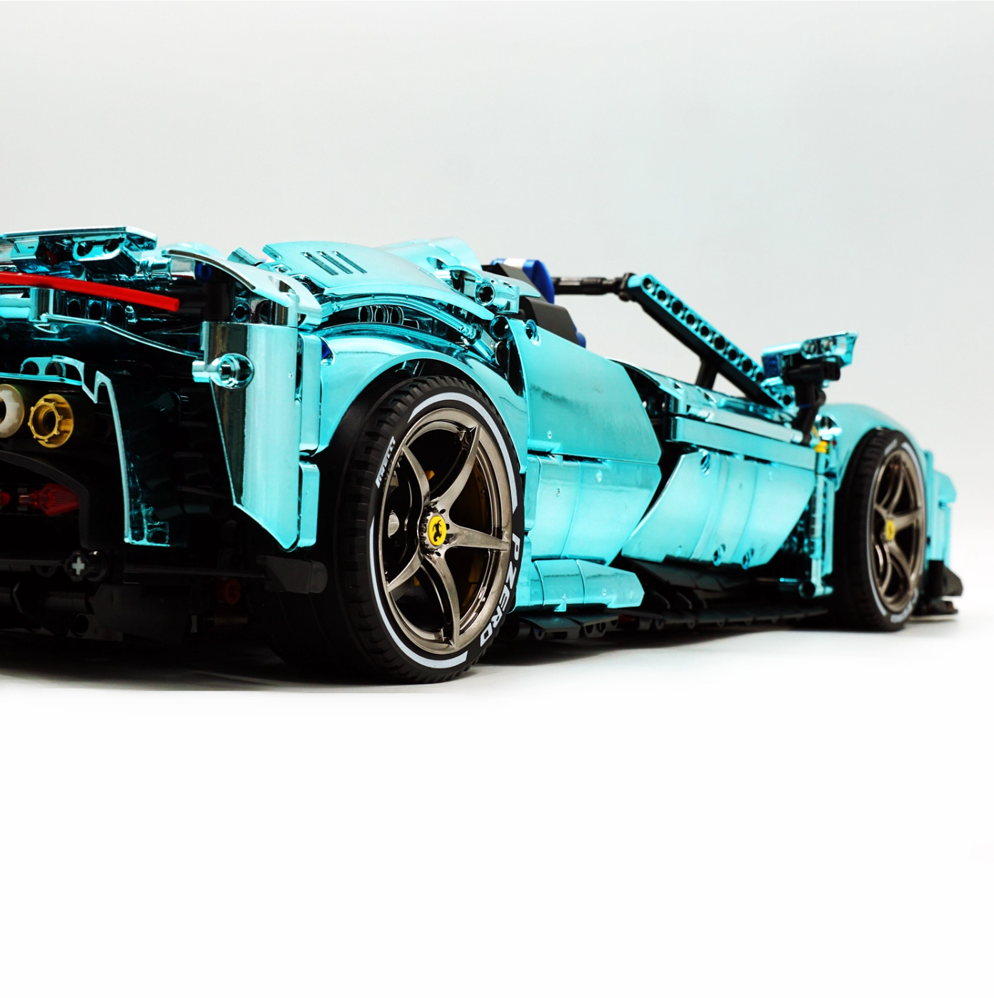 1:8 SF90XX building set, custom Tiffany Blue electroplated brick supercar (3982 pieces)