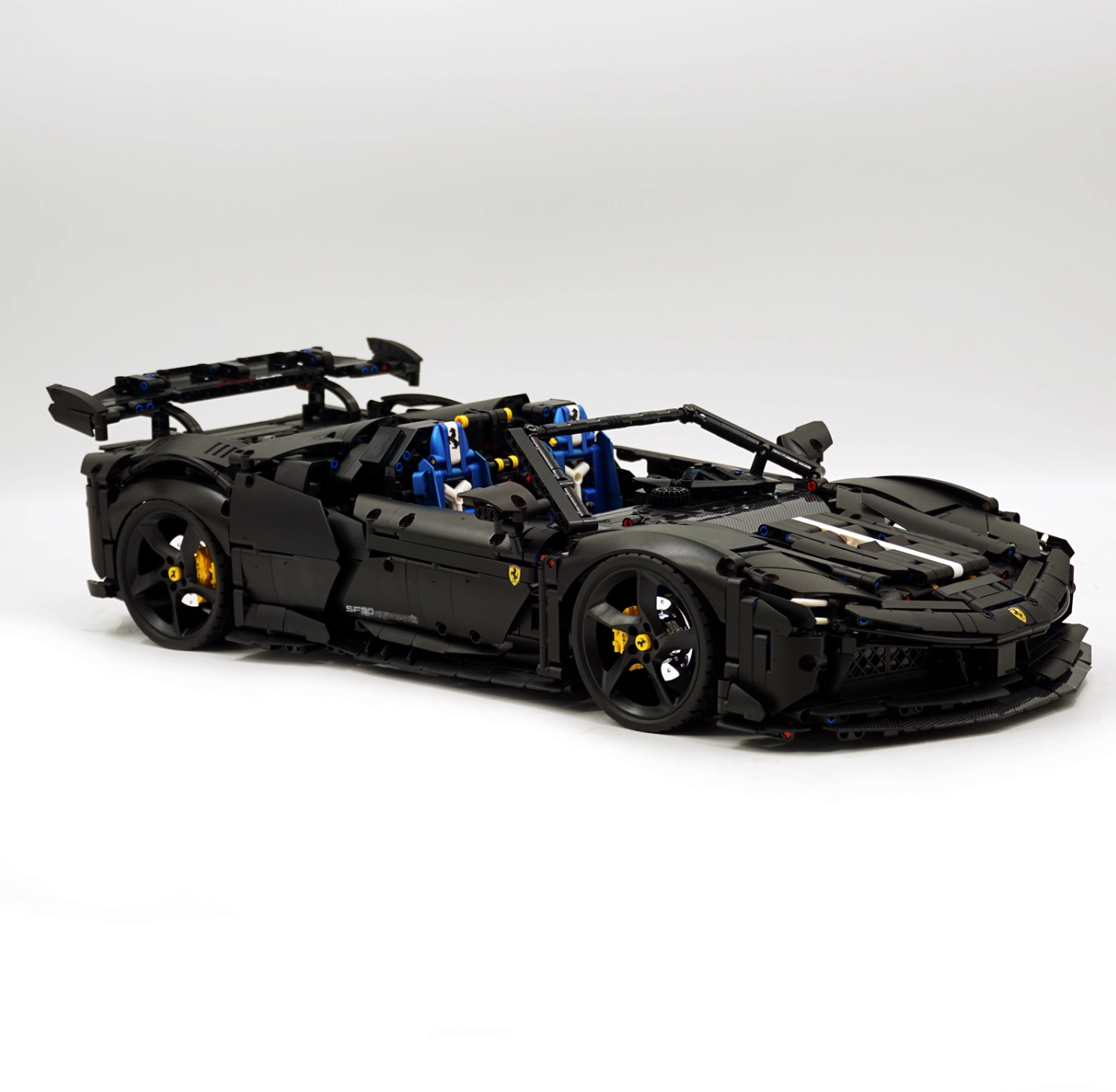 1:8 SF90 building block supercar custom classic matte black paint (3982 pieces)