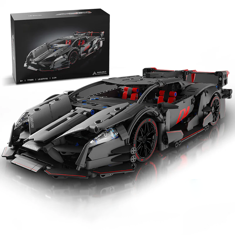 1:14 Lambo Red Sports Car Dark Night Building Set, Boys' and Teenagers' Collectible Model! (1056 pieces)