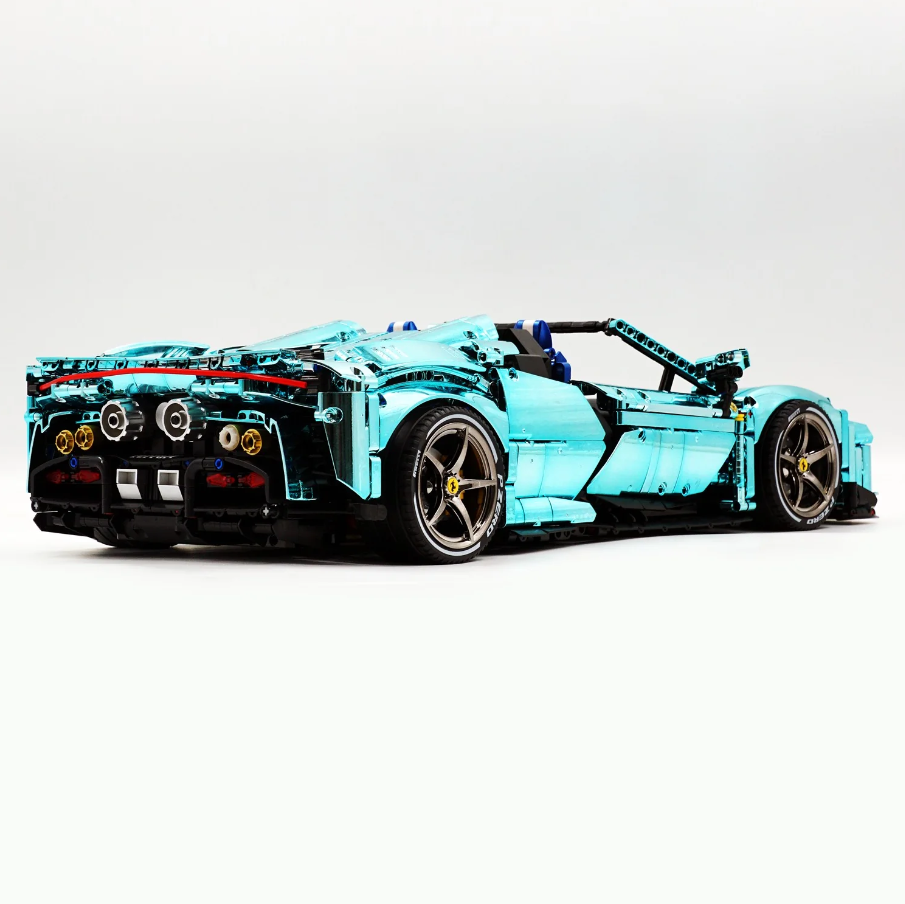 1:8 SF90XX building set, custom Tiffany Blue electroplated brick supercar (3982 pieces)