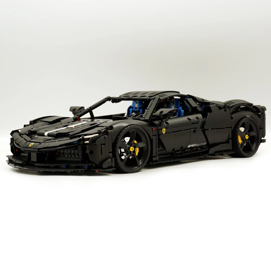 1:8 SF90 building block supercar custom classic matte black paint (3982 pieces)