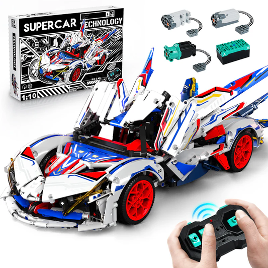 1:10 Apollo EVO supercar building kit, remote control drift, electric rear wing, 2088 pieces