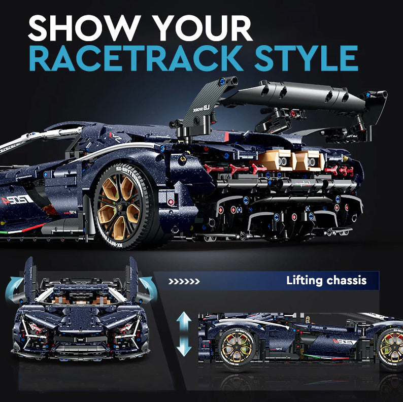 1:8 Starry Night Lambo SVJ Building Block Supercar Static Version (4106 pieces)