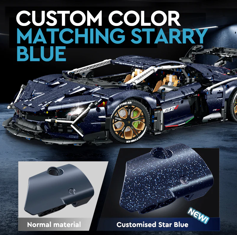 1:8 Starry Night Lambo SVJ Building Block Supercar Static Version (4106 pieces)