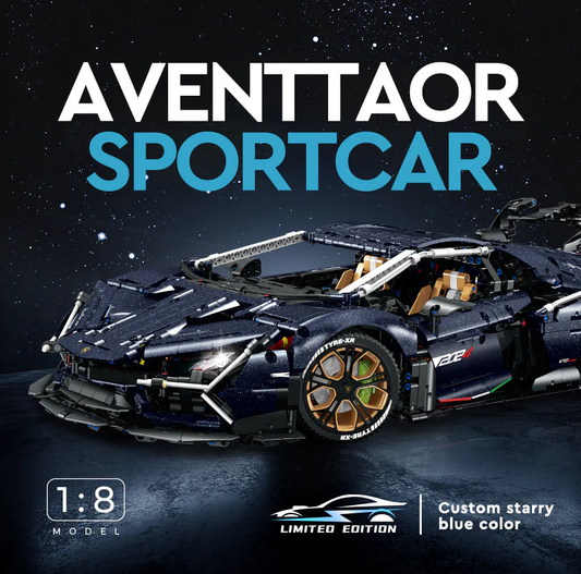 1:8 Starry Night Lambo SVJ Building Block Supercar Static Version (4106 pieces)