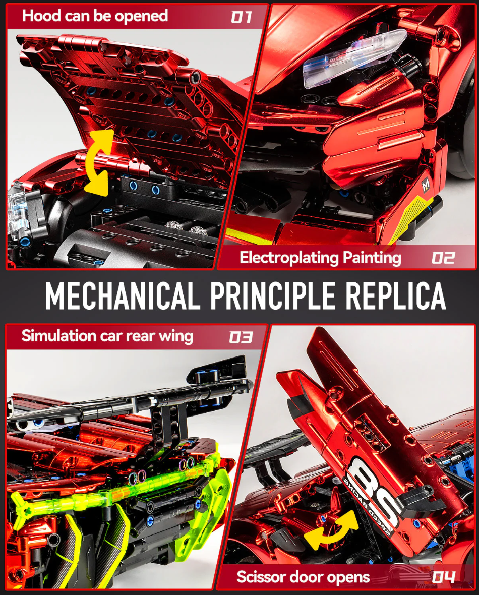 1:10 Lambo electroplated super sports car building block model (1889 pieces)