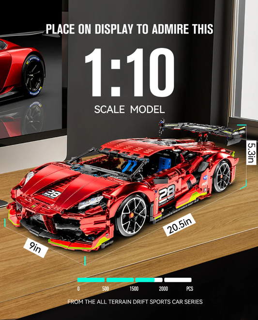 1:10 Lambo electroplated super sports car building block model (1889 pieces)