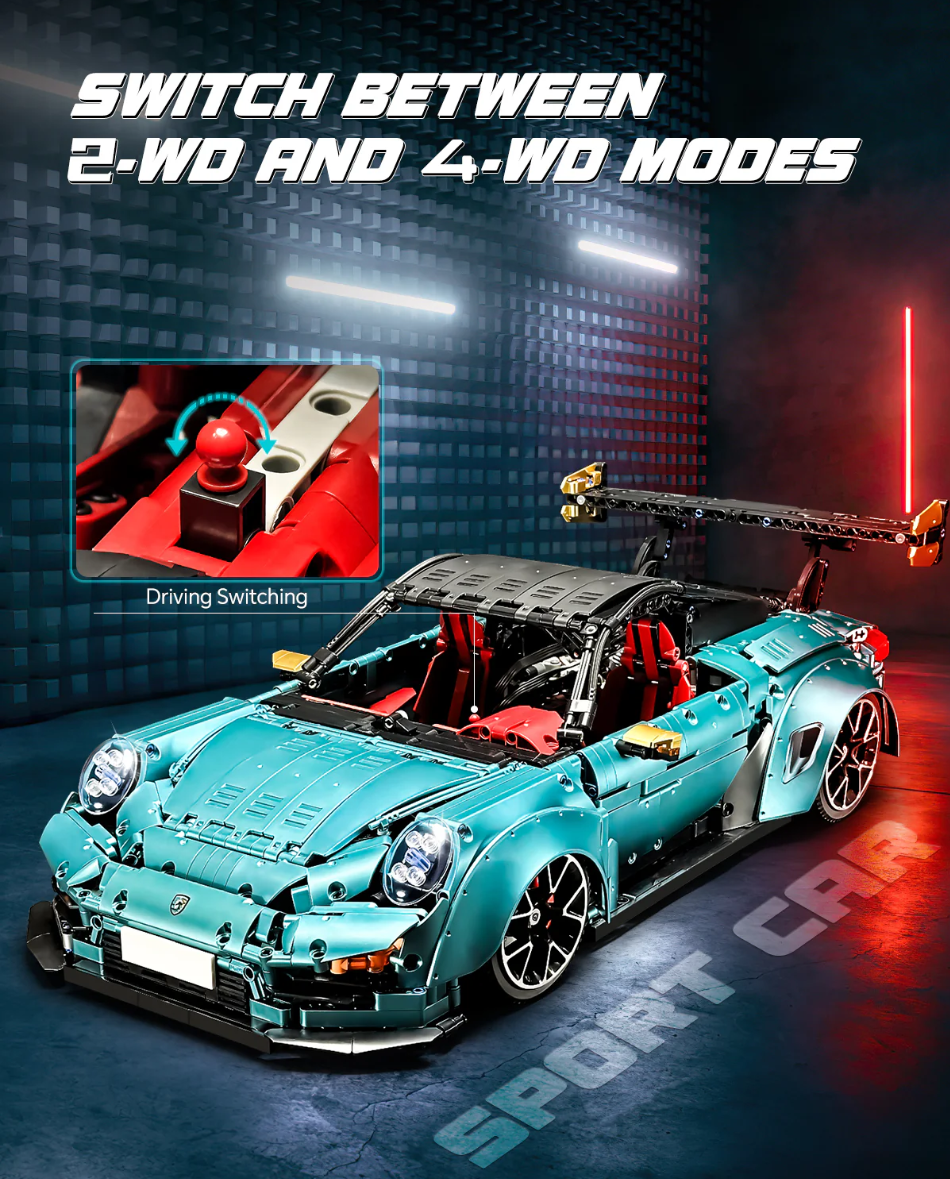 1:8 blue GT2 RS supercar building block model (3389 pieces)