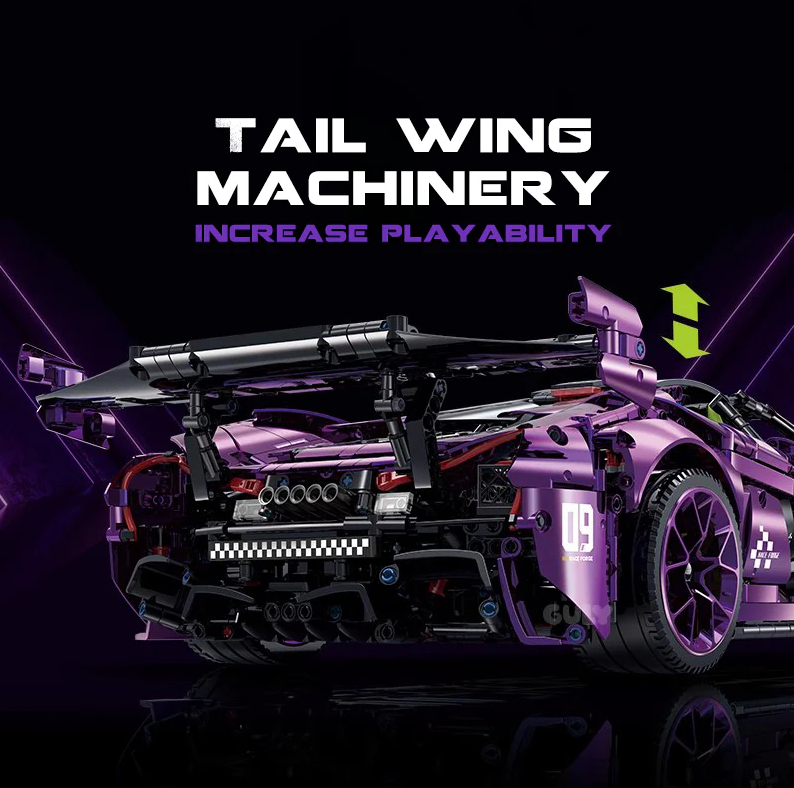 1:8 P1 Purple Phantom Super Brick Sports Car (3568 pieces)