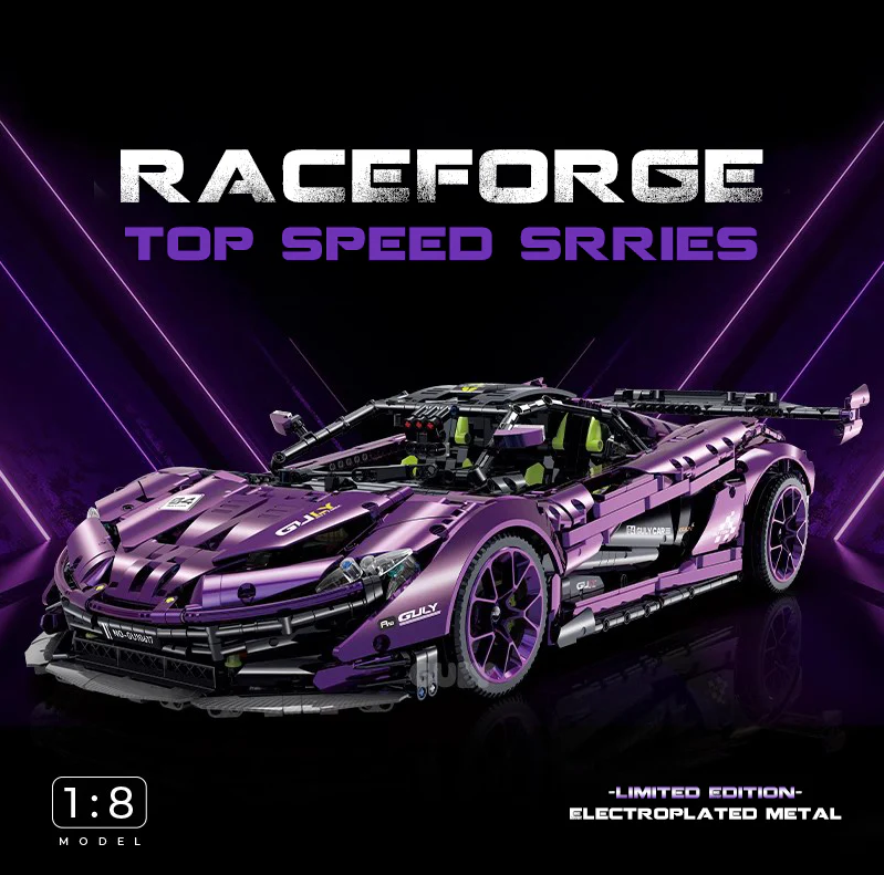 1:8 P1 Purple Phantom Super Brick Sports Car (3568 pieces)