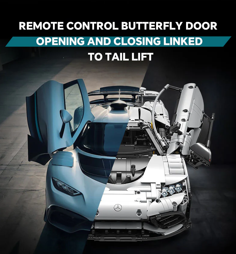 1:8 Mercedes-AMG ONE building set with remote control, fully detailed simulation, ultimate collector's item, electric wing doors, rear wing lift, controllable lights, launch control (3295 pieces)