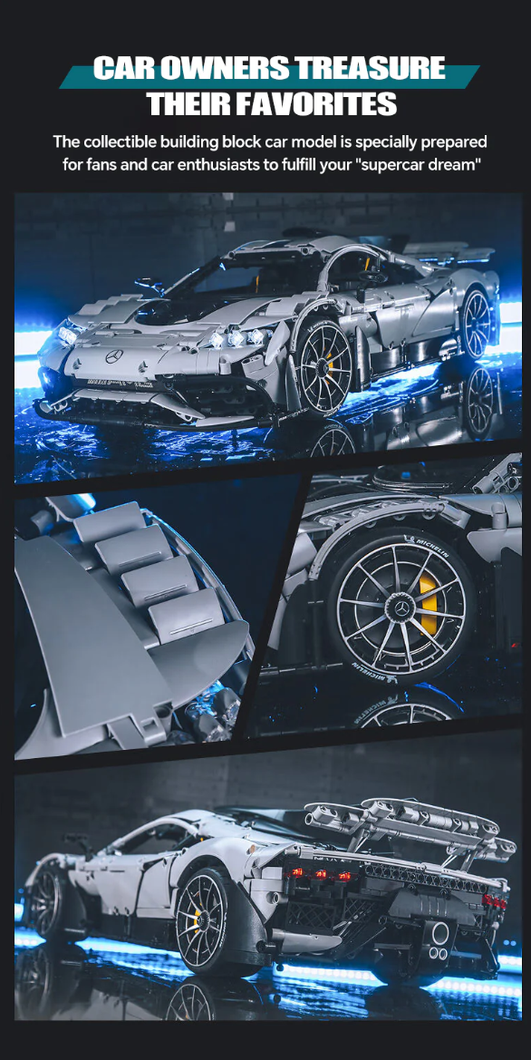1:8 Mercedes-AMG ONE building set with remote control, fully detailed simulation, ultimate collector's item, electric wing doors, rear wing lift, controllable lights, launch control (3295 pieces)