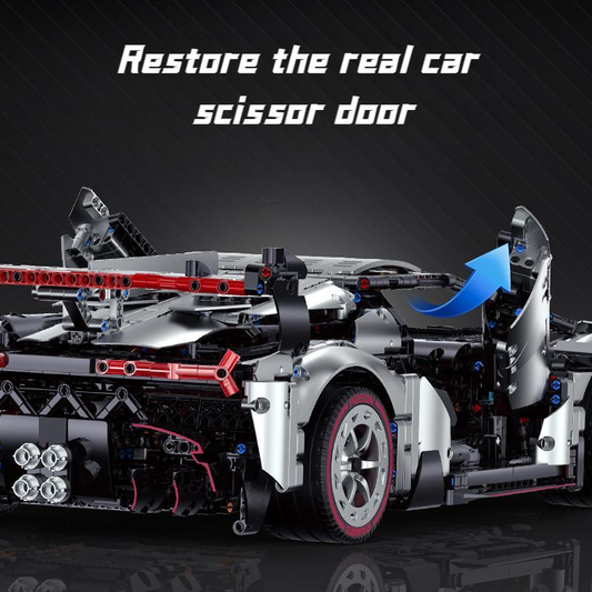 1:8 Lambo VENENO silver-gray supercar building block model (3711 pieces)
