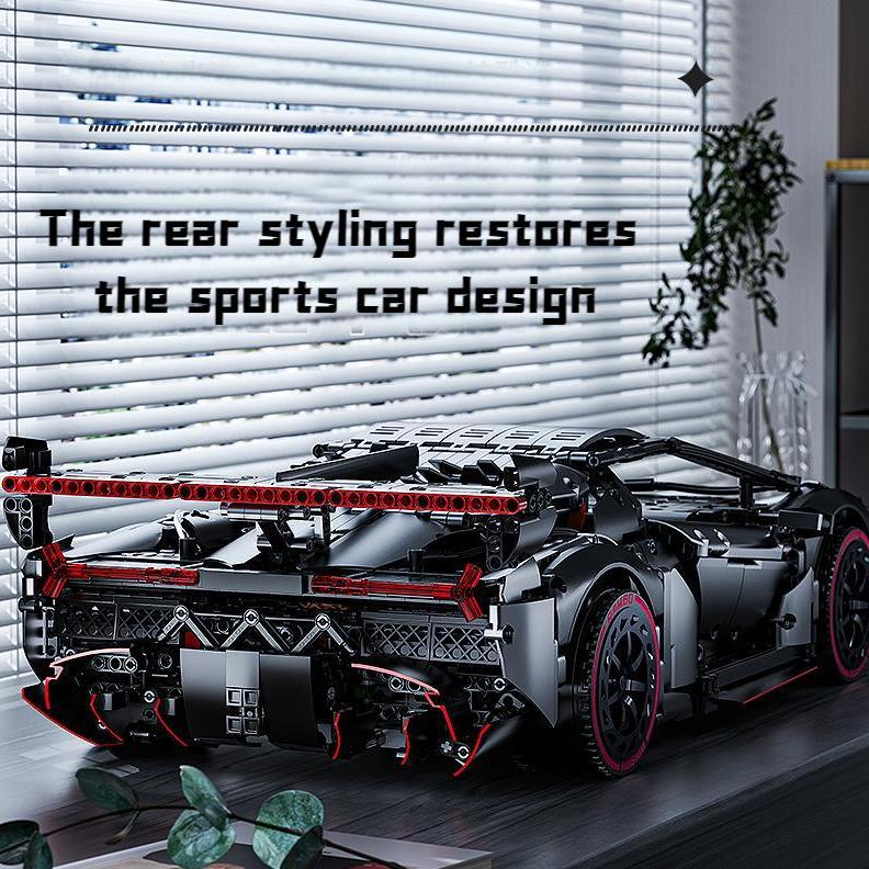 1:8 Lambo VENENO silver-gray supercar building block model (3711 pieces)
