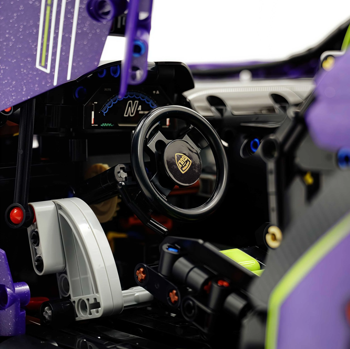 1:8 scale purple Lambo supercar with custom starry sky finish (3654 pieces)